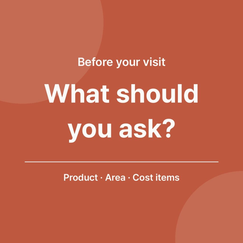 Guide card on checking the product and treated area before your visit